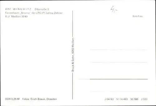 Ak Winkwitz Meißen in Sachsen, Ferienheim Knorre, LPG (P) Jahna-Zehren, Elbstraße 3
