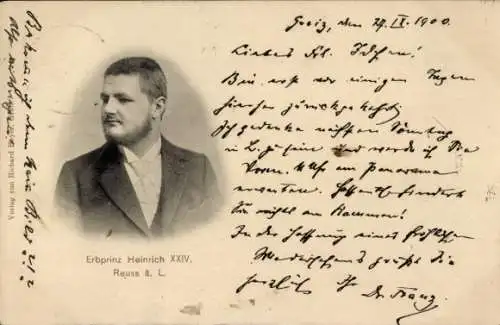 Ak Erbprinz Heinrich XXIV Reuß ältere Linie, Portrait