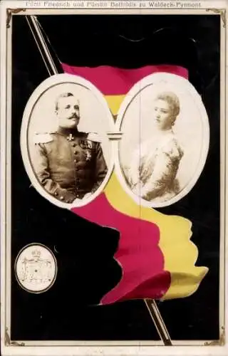 Ak Fürst Friedrich zu Waldeck und Pyrmont, Fürstin Bathildis zu Schaumburg-Lippe, Portrait