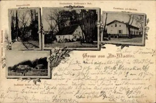 Ak Alt Madlitz Wilmersdorf Briesen in der Mark, Bergschlucht, Fischerhaus Hoffmann´s Ruh, Forsthaus