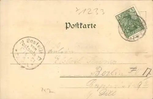 Litho Storkow in der Mark, Totalansicht, Postamt, Kgl. Amtsgericht