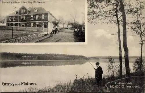 Ak Plothen in Thüringen, Plothenteich, Gasthof goldener Löwe