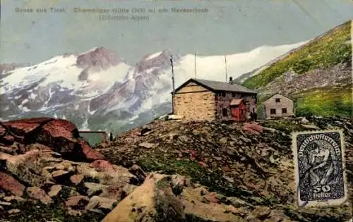 Ak Tirol, Chemnitzer Hütte am Neverserjoch