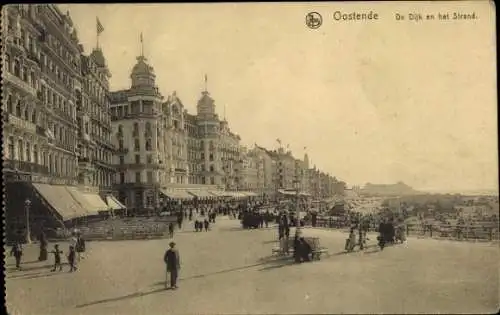 Ak Oostende Ostende Westflandern, Promenade am Strand