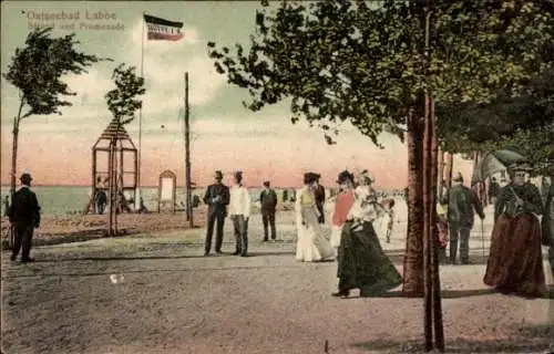 Ak Ostseebad Laboe, Strand, Promenade, Personen