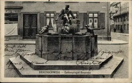 Ak Braunschweig in Niedersachsen, Eulenspiegel-Brunnen