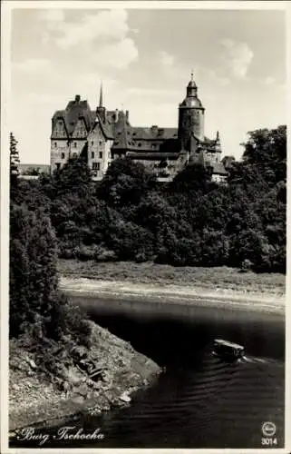 Ak Leśna Marklissa Schlesien, Burg Tschocha an der Talsperre