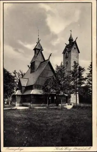 Ak Karpacz Górny Brückenberg Krummhübel Riesengebirge Schlesien, Kirche Wang