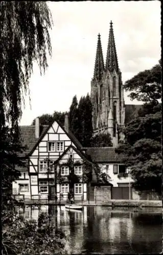 Ak Soest in Westfalen, großer Teich, Wiesenkirche