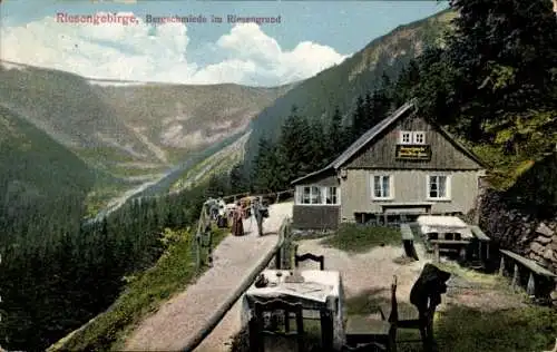 Ak Świeradów Zdrój Bad Flinsberg Schlesien, Bergschmiede im Riesengrund