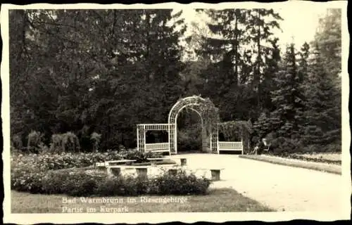 Ak Cieplice Śląskie Zdrój Bad Warmbrunn Riesengebirge Schlesien, Kurpark