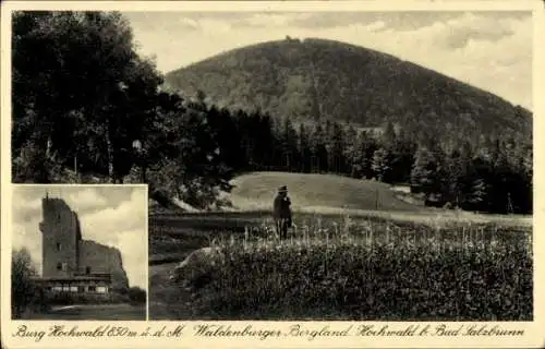 Ak Hochwald Schlesien, Burgruine, Waldenburger Bergland