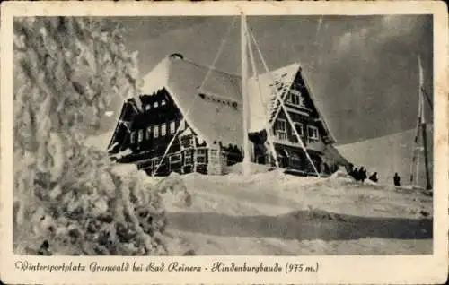 Ak Zieleniec Grunwald Schlesien, Hindenburgbaude im Winter