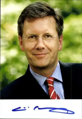 Ak Politiker Christian Wulff, Bundespräsident, Portrait, Autogramm