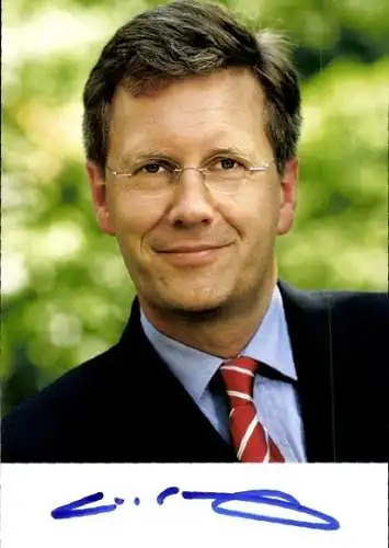 Ak Politiker Christian Wulff, Bundespräsident, Portrait, Autogramm