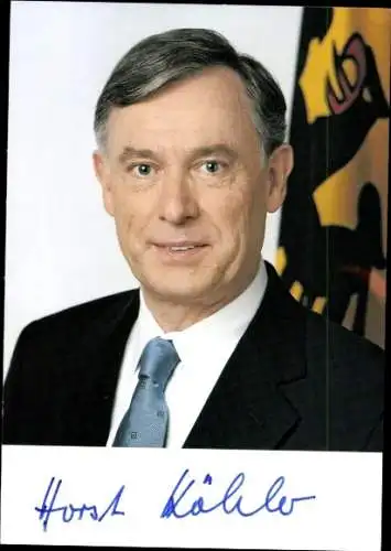 Ak Politiker Horst Köhler, Bundespräsident, Portrait, Autogramm