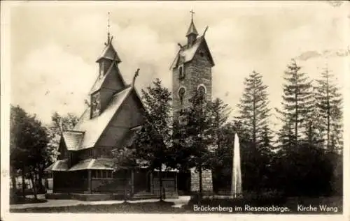 Ak Karpacz Górny Brückenberg Krummhübel Riesengebirge Schlesien, Kirche Wang