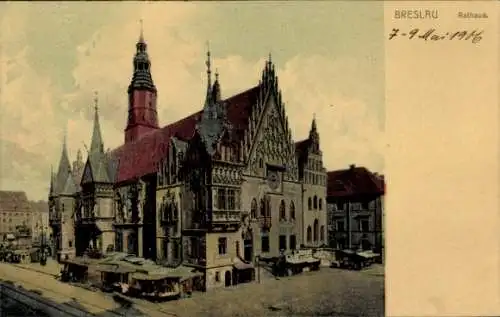 Ak Wrocław Breslau Schlesien, Rathaus