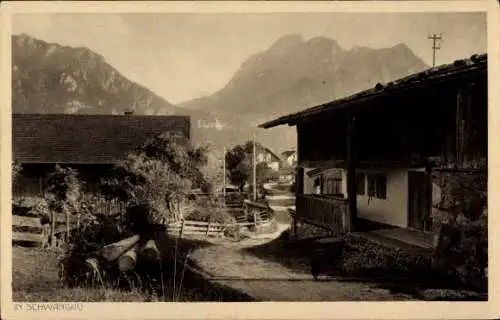 Ak Schwangau im Ostallgäu, Teilansicht, Baumstämme