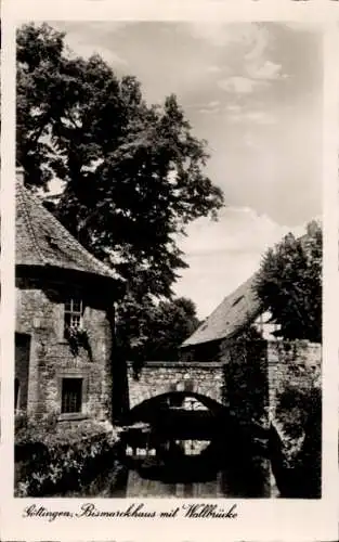 Ak Göttingen, Bismarckhaus mit Wallbrücke