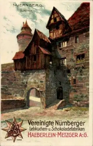 Künstler Litho Mutter, K., Nürnberg in Mittelfranken Bayern, Burgtor