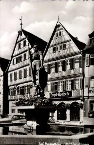 Ak Bad Mergentheim in Tauberfranken, Milchlingsbrunnen, Engel-Apotheke, Fachwerkhäuser