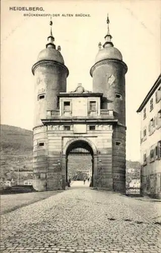 Ak Heidelberg am Neckar, Alte Brücke, Brückenkopf