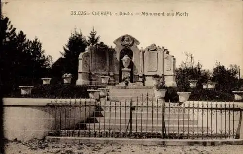 Ak Clerval Doubs, Monument aux Morts