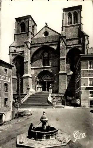 Ak La Chaise Dieu Haute Loire, Eglise Abbatiale Saint Robert, Portail, Facade Ouest