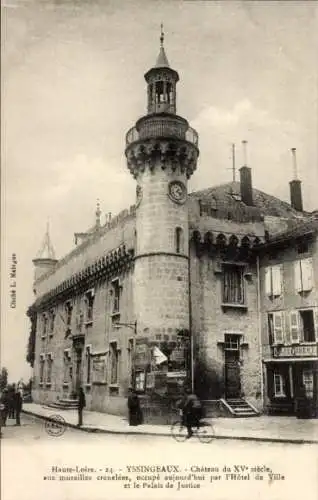 Ak Yssingeaux Haute Loire, Chateau du VX siecle, Hotel de Ville, Palais du Justice