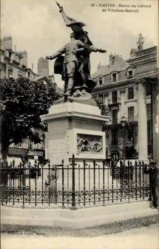 Ak Nantes Loire Atlantique, Statue du Colonel de Villebois-Mareuil