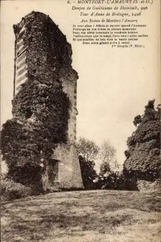 Ak Montfort l'Amaury Yvelines, Donjon de Guillaume de Hainault, Tour d'Anne de Bretagne, Ruine