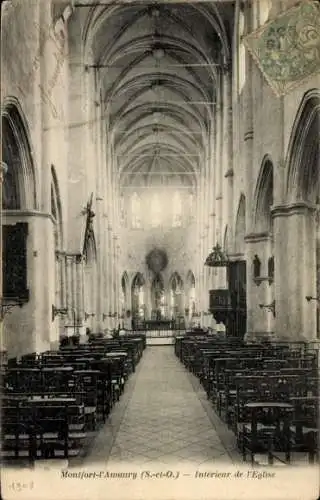 Ak Montfort l'Amaury Yvelines, Interieur de l'Eglise