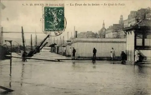 Ak Rouen Seine Maritime, 30. Janvier 1910, La Crue de la Seine, Le Quai de Paris