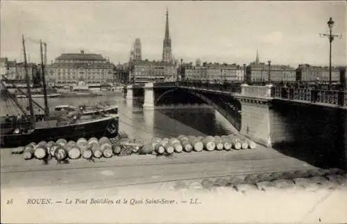 Ak Rouen Seine Maritime, Le Pont Boieldieu, Quai Saint-Sever