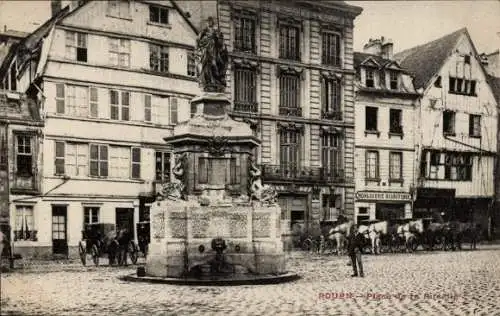 Ak Rouen Seine Maritime, La Place de la Pucelle, Monument