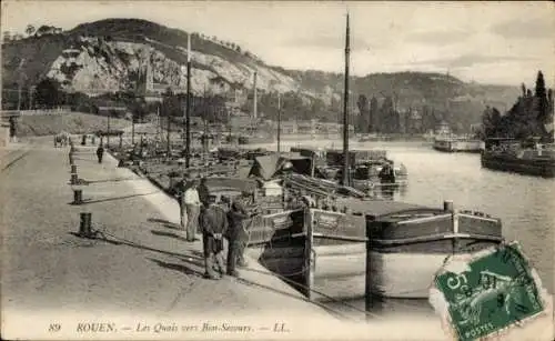 Ak Rouen Seine Maritime, Les Quais vers Bon-Secours