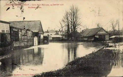 Ak Neufchâtel en Bray Seine Maritime, Boulevard Vert, Hochwasser 24. Januar 1910