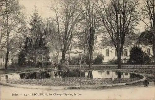 Ak Issoudun Indre, les Champs Elysees, le Lac