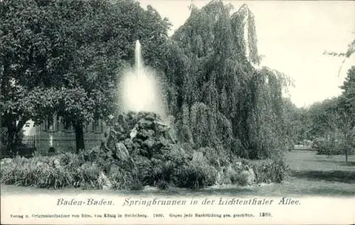 Ak Baden Baden am Schwarzwald, Lichtenthaler Allee, Springbrunnen