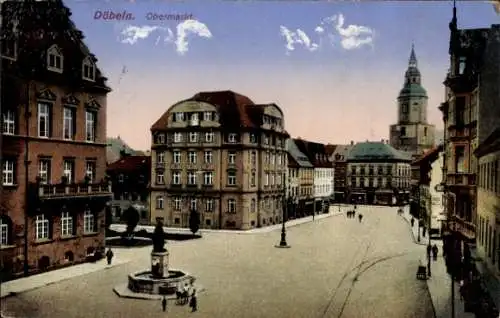 Ak Döbeln in Sachsen, Obermarkt, Brunnen