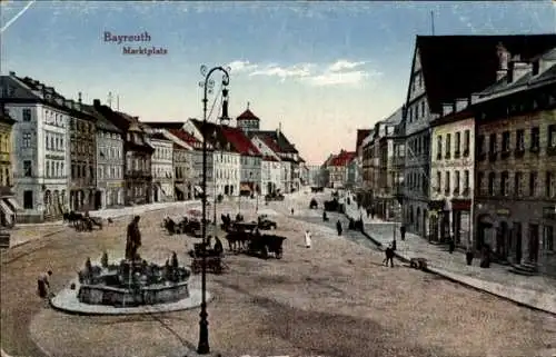 Ak Bayreuth in Oberfranken, Marktplatz, Denkmal