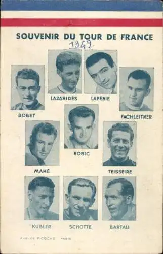 Ak Tour de France 1949, Radrennfahrer Lazarides, Fachleitner, Teisseire, Bartali, Schotte, Kubler