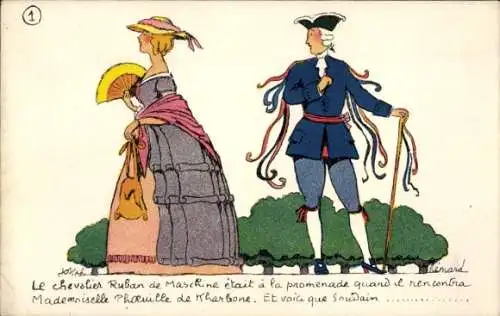 Künstler Ak Renard, Histoire des Amours de Demoiselle Phoeuille de Kharbone, Premier Episode