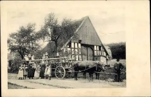 Ak Bethel Bielefeld in Nordrhein Westfalen, Kinder von Patmos mit Ochsenwagen