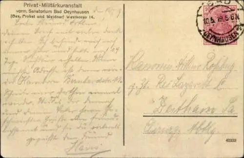 Ak Bad Oeynhausen in Westfalen, Privat-Militärkuranstalt, Westkorso 14, Inh. Probst u. Weidner