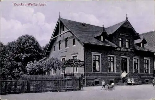 Ak Weißenborn Zwickau in Sachsen, Café Weißenborn, Gartenwirtschaft