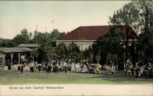 Ak Weißenborn Zwickau in Sachsen, Gasthof Weißenborn, Gartenwirtschaft