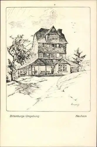 Set von 6 Künstler AK im Umschlag von Dillenburg, nach Federzeichnung von W. Willgerodt