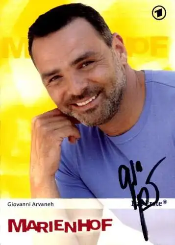 Ak Schauspieler Giovanni Arvaneh, Portrait, Serie Marienhof, Das Erste, Autogramm